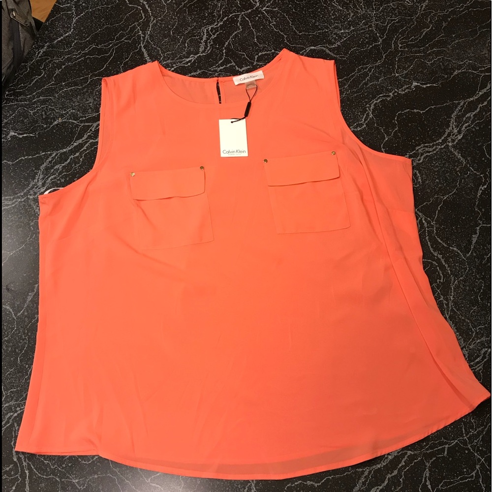 NWT Salmon Plus 1X Calvin Klein Blouse